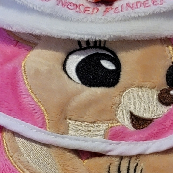 RUDOLPH  Baby's 1st Christmas baby set new hat bib stocking pink - Picture 4 of 6